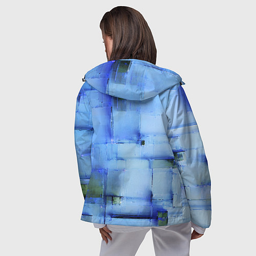 Женская ветровка Чёрные пятна на синем фоне абстракция / 3D-Черный – фото 4