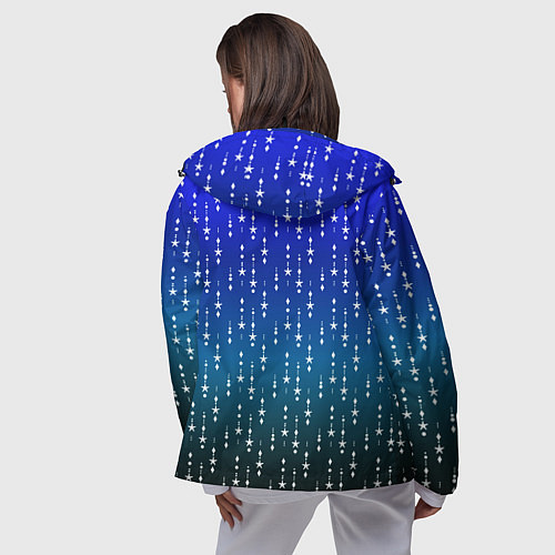 Женская ветровка Градиент сине-зелёный со звёздочками / 3D-Черный – фото 4