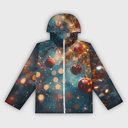 Ветровка с капюшоном женская Новый год боке стиль, цвет: 3D-белый