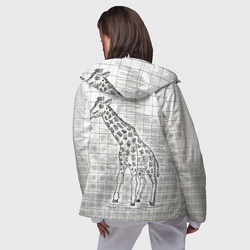 Женская ветровка Жираф на тетрадном листе / 3D-Белый – фото 4