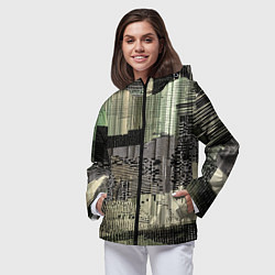 Ветровка с капюшоном женская Глитч-арт с отрезками - нейросеть, цвет: 3D-черный — фото 2