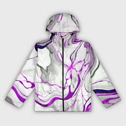 Ветровка с капюшоном женская Фиолетово-белый мрамор, цвет: 3D-черный