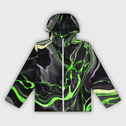 Ветровка с капюшоном женская Зелёно-чёрный мрамор, цвет: 3D-белый