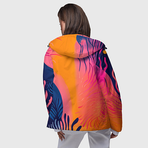 Женская ветровка Векторная абстракция с растениями - нейросеть / 3D-Черный – фото 4