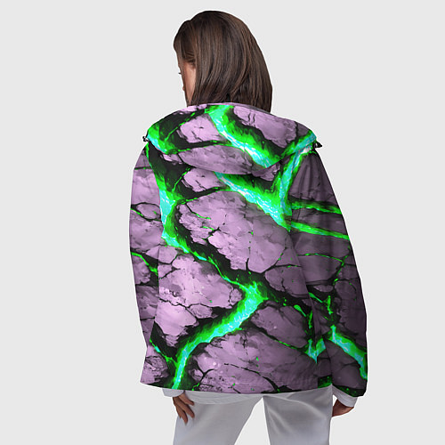 Женская ветровка Треснувший камень зелёный / 3D-Черный – фото 4