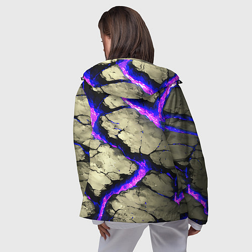 Женская ветровка Треснувший камень фиолетовый / 3D-Черный – фото 4
