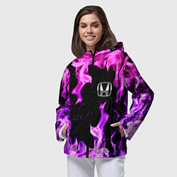 Ветровка с капюшоном женская Honda flame pink, цвет: 3D-черный — фото 2