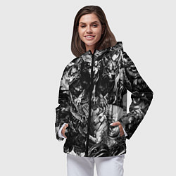Ветровка с капюшоном женская Дракон и другие мифические существа в стиле тату, цвет: 3D-черный — фото 2