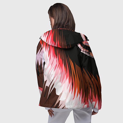 Женская ветровка Красно-белая абстракция на чёрном фоне / 3D-Черный – фото 4