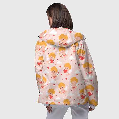 Женская ветровка Паттерн с милыми купидонами / 3D-Белый – фото 4