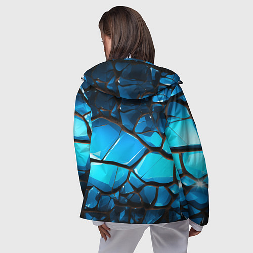 Женская ветровка Синяя текстура объемных плит / 3D-Белый – фото 4