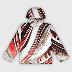 Женская ветровка Волнистая бело-красная абстракция