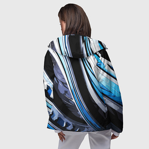 Женская ветровка Волнистая чёрно-синяя абстракция / 3D-Черный – фото 4
