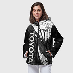 Ветровка с капюшоном женская Toyota - белый разрыв, цвет: 3D-черный — фото 2