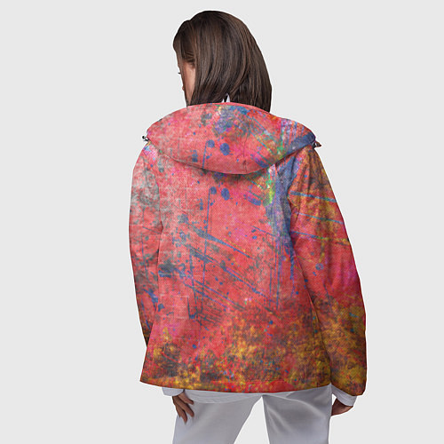 Женская ветровка Абстракция - red yellow grunge / 3D-Белый – фото 4