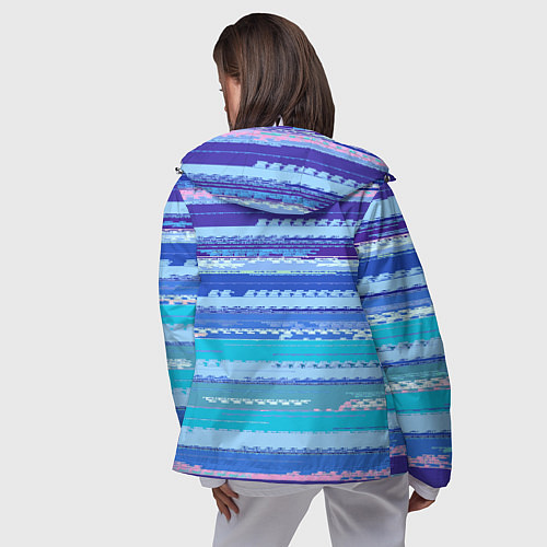 Женская ветровка Морской сине-голубой абстрактные полосы / 3D-Белый – фото 4
