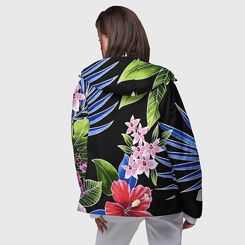 Женская ветровка Tropical flowers - aloha / 3D-Белый – фото 4