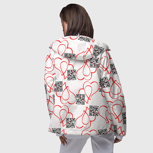 Женская ветровка Сердца и код любви на белом / 3D-Белый – фото 4