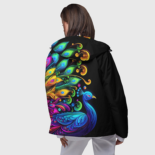 Женская ветровка Neon peacock - art / 3D-Белый – фото 4