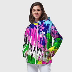 Ветровка с капюшоном женская Colorful abstraction - aloha, цвет: 3D-белый — фото 2