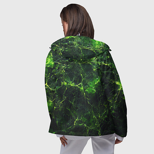 Женская ветровка Зеленая ядовитая текстура / 3D-Белый – фото 4
