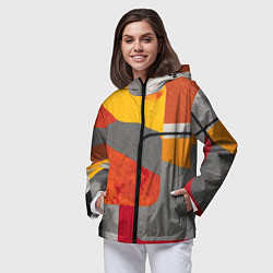 Ветровка с капюшоном женская Абстракция с желтым и оранжевым, цвет: 3D-черный — фото 2