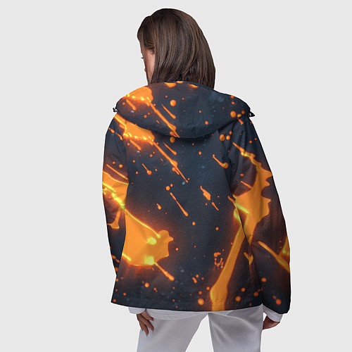 Женская ветровка Оранжевая краска в движении / 3D-Черный – фото 4