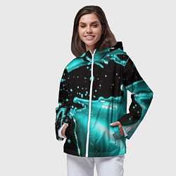 Ветровка с капюшоном женская Разрыв голубой краски, цвет: 3D-белый — фото 2