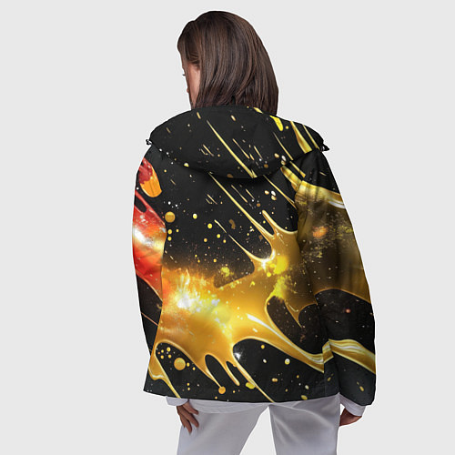 Женская ветровка Оранжевая краска на черном / 3D-Черный – фото 4