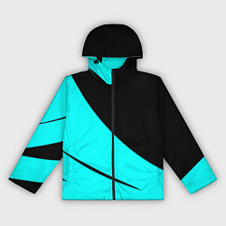 Женская ветровка Чёрный и неоновый голубой двуцветный с полосой