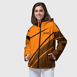 Ветровка с капюшоном женская Sport оранжевый с чёрным точечный, цвет: 3D-черный — фото 2