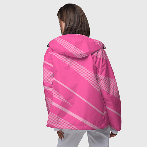 Женская ветровка Розовый однотонный абстракция с полосой / 3D-Черный – фото 4