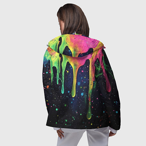 Женская ветровка Разноцветные потеки краски / 3D-Белый – фото 4