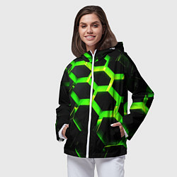 Ветровка с капюшоном женская Neon Honeycombs 2, цвет: 3D-белый — фото 2