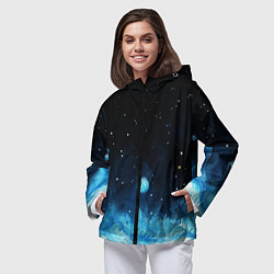 Ветровка с капюшоном женская Синяя светящееся краска, цвет: 3D-черный — фото 2