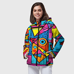 Ветровка с капюшоном женская Кислая геометрия, цвет: 3D-черный — фото 2