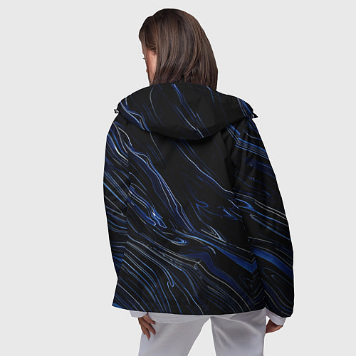 Женская ветровка Чёрно-синий абстракция линии / 3D-Черный – фото 4