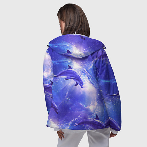 Женская ветровка Дельфины в волшебном море паттерн / 3D-Белый – фото 4