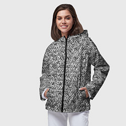 Ветровка с капюшоном женская Чёрно-белый текстурный, цвет: 3D-черный — фото 2