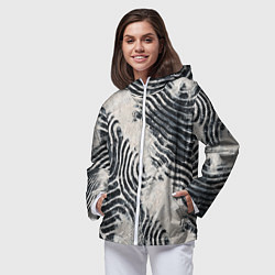 Ветровка с капюшоном женская Текстура гранж - абстрактные линии, цвет: 3D-белый — фото 2