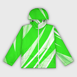 Ветровка с капюшоном женская Яблочный зелёный абстракция с полосами, цвет: 3D-белый