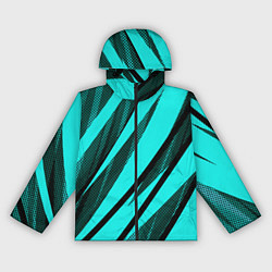 Женская ветровка Неоновый голубой с чёрным абстракция с полосами