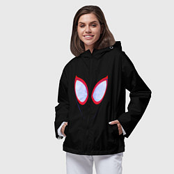 Ветровка с капюшоном женская Человек паук глаза, цвет: 3D-черный — фото 2