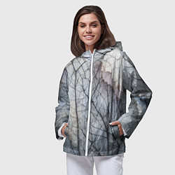 Ветровка с капюшоном женская Прожилки листьев, цвет: 3D-белый — фото 2