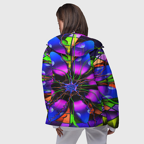 Женская ветровка Неоновая психоделика лепестки / 3D-Белый – фото 4