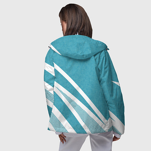 Женская ветровка Бело-голубой абстракция с полосами / 3D-Белый – фото 4
