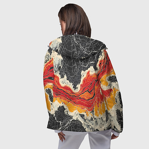 Женская ветровка Красно-черная потертая текстура / 3D-Белый – фото 4