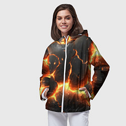 Ветровка с капюшоном женская Лава и разлом плит, цвет: 3D-белый — фото 2