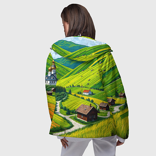 Женская ветровка Русская душа и поле / 3D-Белый – фото 4