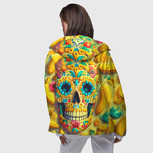Женская ветровка Красочный летний паттерн с черепом - нейроарт / 3D-Черный – фото 4